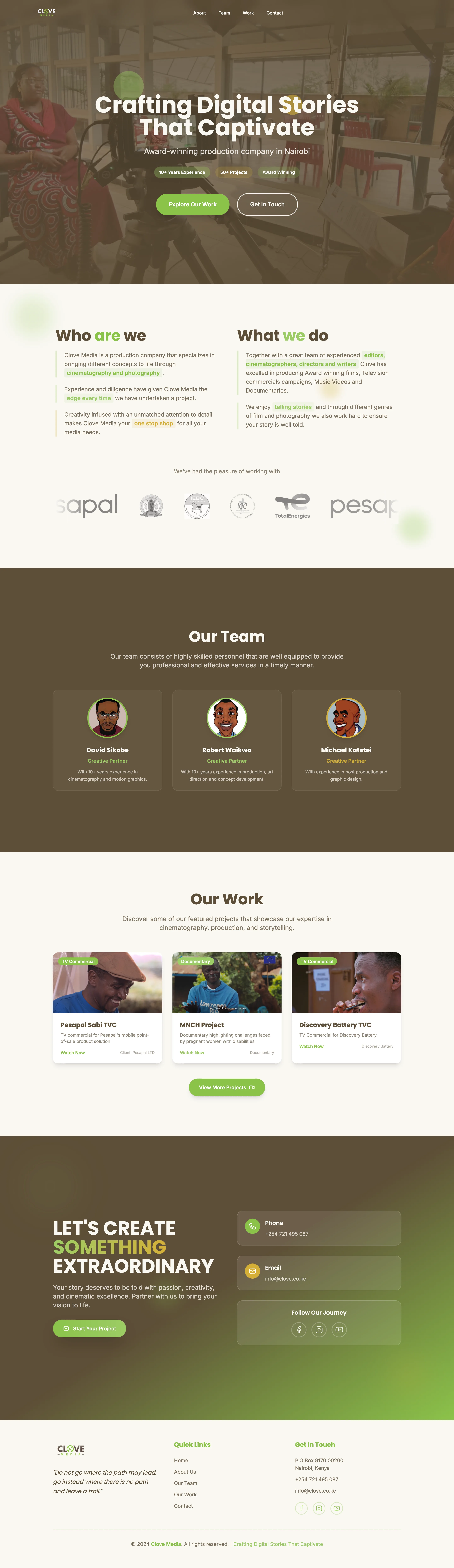 Clove Media homepage screenshot