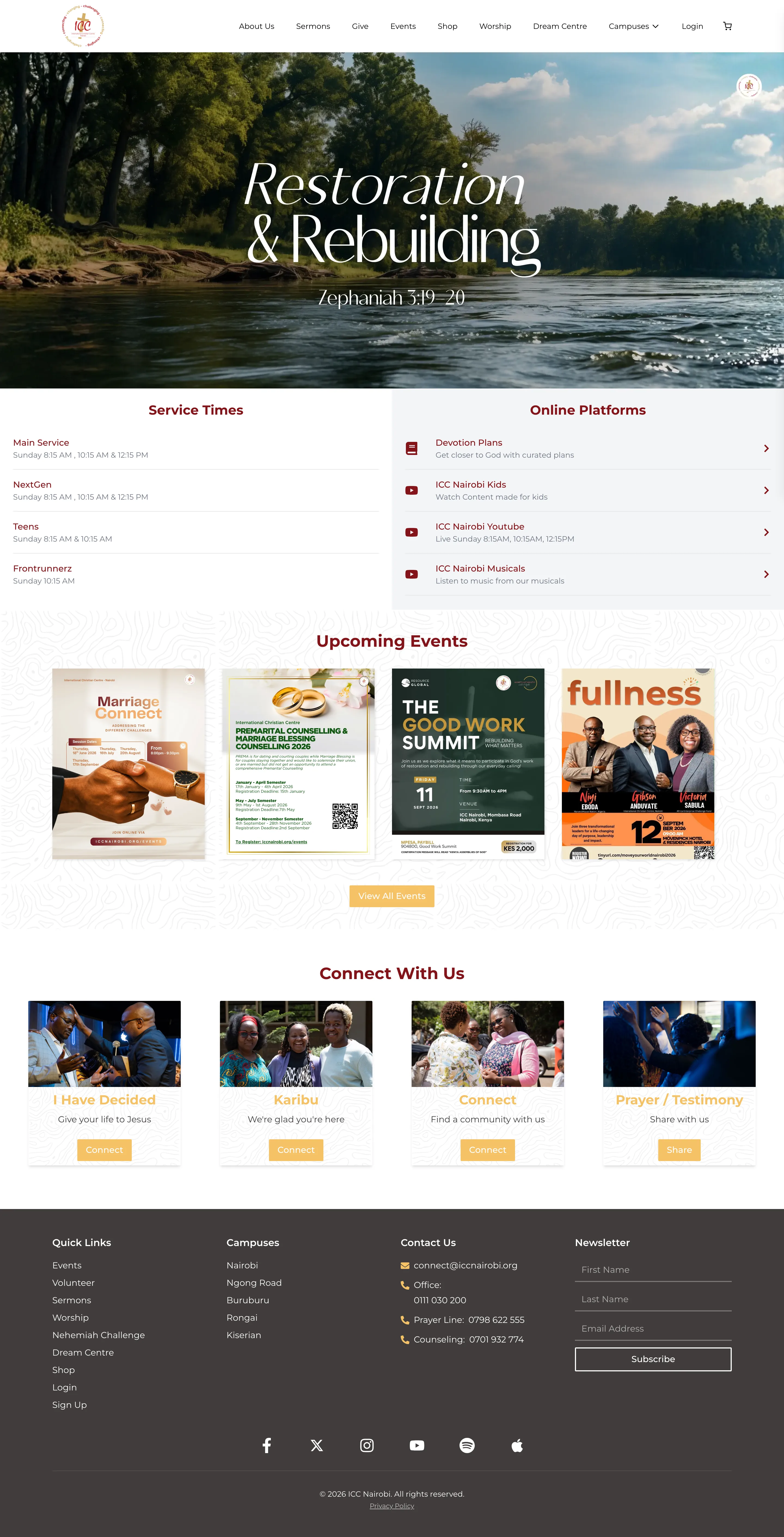 ICC Nairobi homepage screenshot