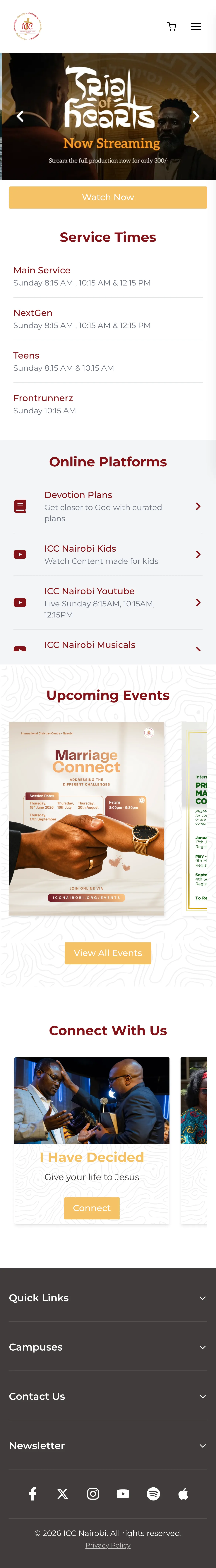ICC Nairobi homepage screenshot