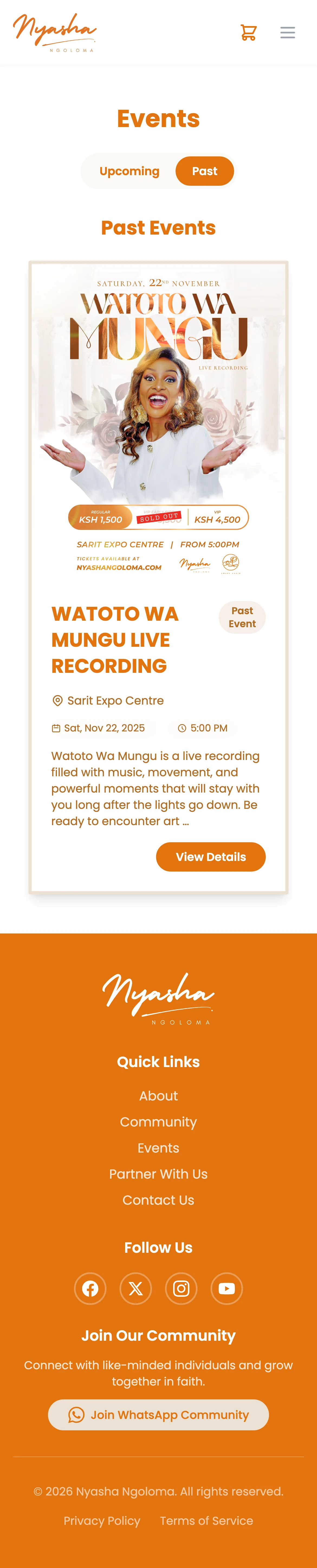 Live recording ticketing screenshot