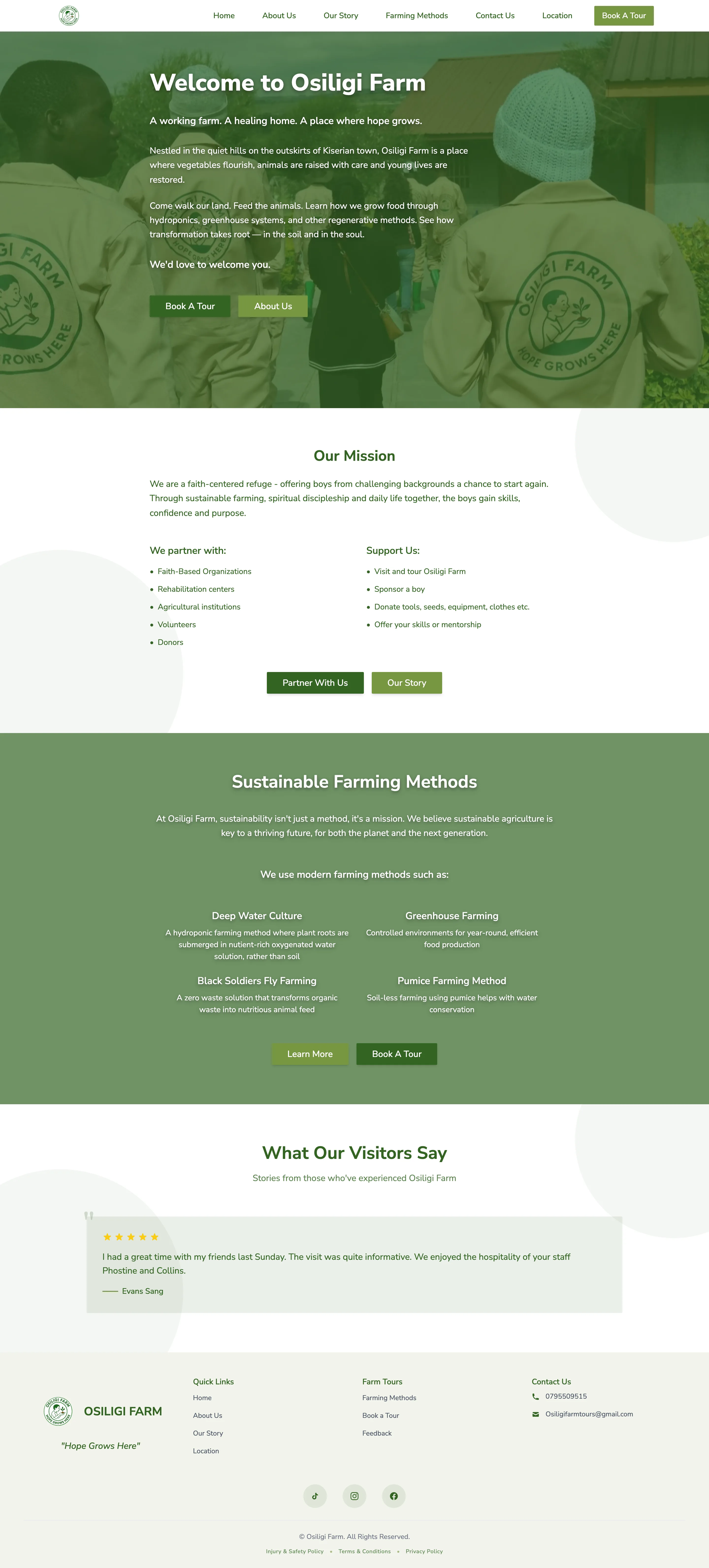 Osiligi Farm homepage screenshot